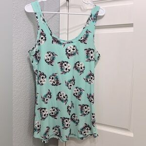 No Boundaries Mint Cat Print Tank Top